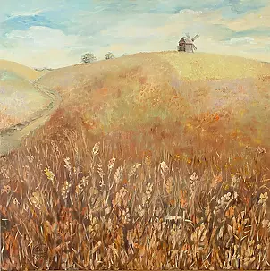 Urszula Nieborak - Pejzaż z wiatrakiem