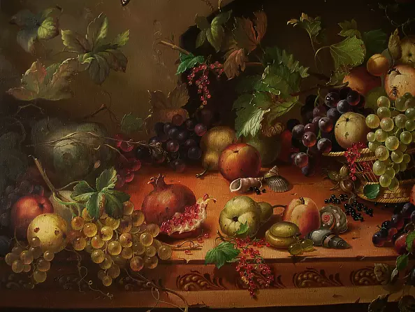 Aleksander Mikhalchyk - Large still life with fruit and vegetables. Episode.