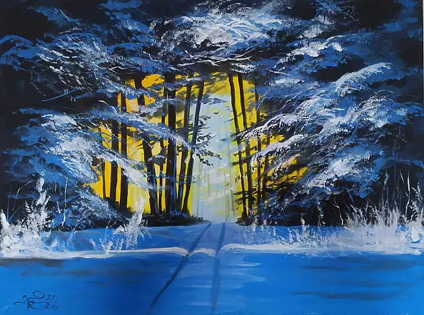 Ryszard Niedźwiedzki - Las o zachodzie słońca