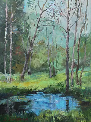 Sabina Salamon, Forest, Oil painting - canvas, 30 x 40