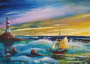 Sławomir Chrobociński, Faro, Quadro ad acrilico - tela, 79 x 56