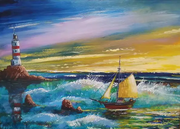 Sławomir Chrobociński, Faro, Quadro ad acrilico - tela, 79 x 56