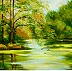 Grażyna Potocka - Estate all'acqua dipinto ad olio 41-33 cm in cornice 48-40 cm