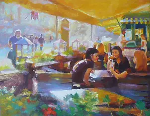 Barbara Gulbinowicz - Summer in the garden cafe.