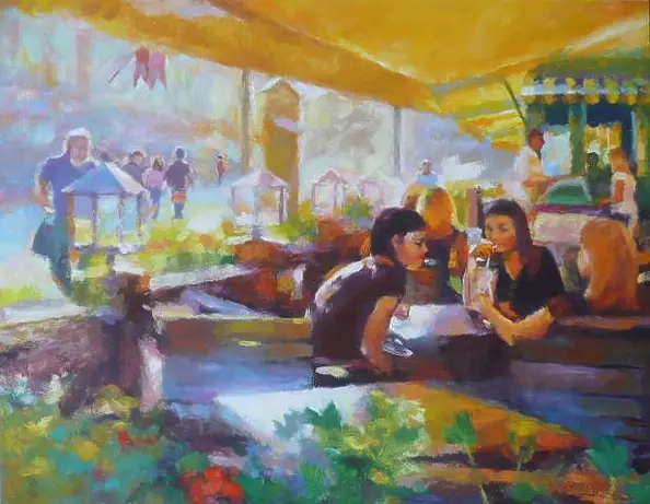 Barbara Gulbinowicz - Summer in the garden cafe.