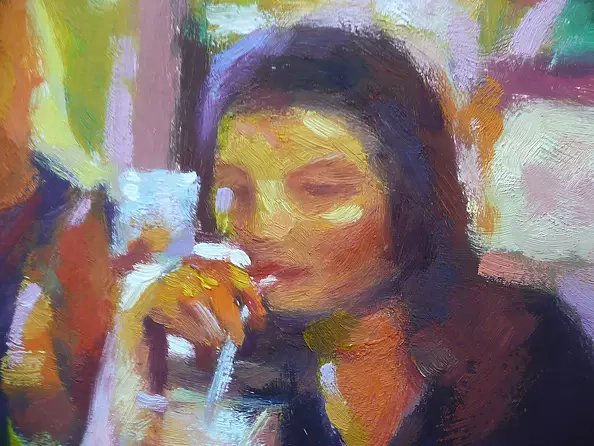 Barbara Gulbinowicz - Summer in the garden cafe.