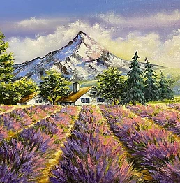 Yana Yeremenko - "Lavender Paradise", oil painting, Landscape with flowers