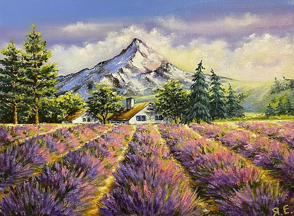 Yana Yeremenko - "Lavender Paradise", oil painting, Landscape with flowers