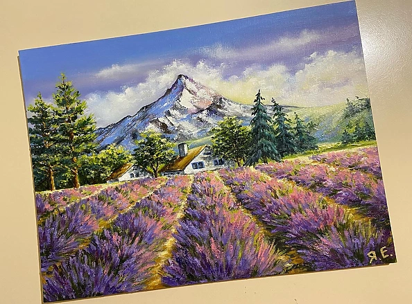 Yana Yeremenko - "Lavender Paradise", oil painting, Landscape with flowers