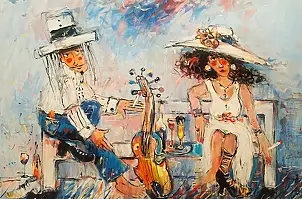 Dariusz Grajek, Ławeczka zakochanych..., Obraz akrylowy, Obraz olejny - , 120 x 80