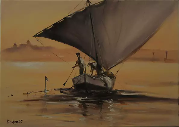 Krzysztof Kloskowski - Łebscy rybacy, poranne ściąganie sieci