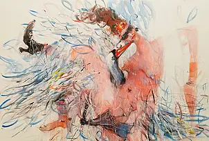 Dariusz Grajek, Leda and the Swan...., Acrylic painting, Oil painting - canvas, 120 x 80