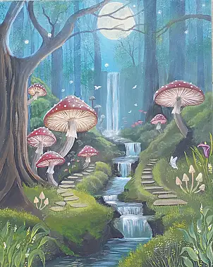 Luba Santkiewicz, Leśna dolina w krainie marzeń, Obraz akrylowy - płótno, 40 x 50