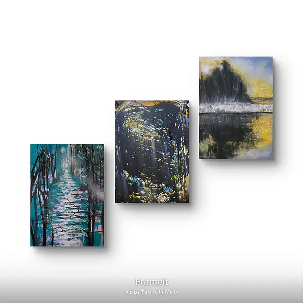 Ewa Mościszko, Composizione boschiva su tela 70x50x1 cm, Quadro ad acrilico - tela, 50 x 70