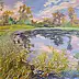 Marcin Stępniowski, Summer twilight over the backwater, Oil painting - board, 60 x 50