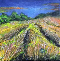 Krystyna Mościszko, champs lichitiens, Peinture acrylique - toile, 50 x 50