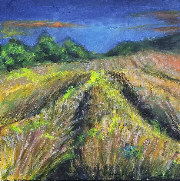 Krystyna Mościszko, Lichitian fields, Acrylic painting - canvas, 50 x 50