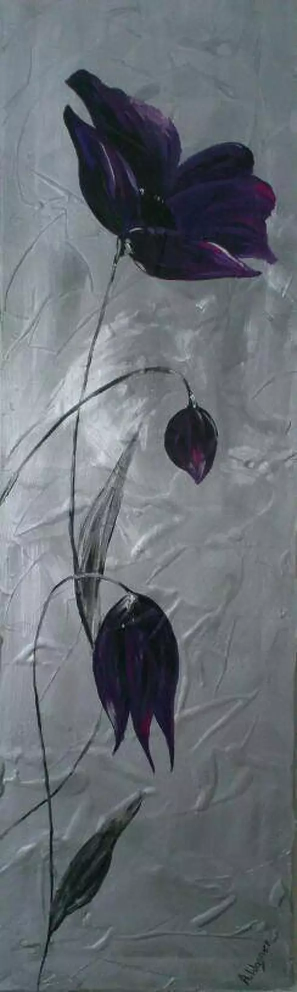 Aleksandra Wagner - Lila Mohnblumen in Acryl