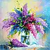 Olha Darchuk, Lilac Bouquet in a Glass, Obraz olejny - płótno, 40 x 40
