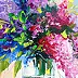 Olha Darchuk, Lilac Bouquet in a Glass, Obraz olejny - płótno, 40 x 40
