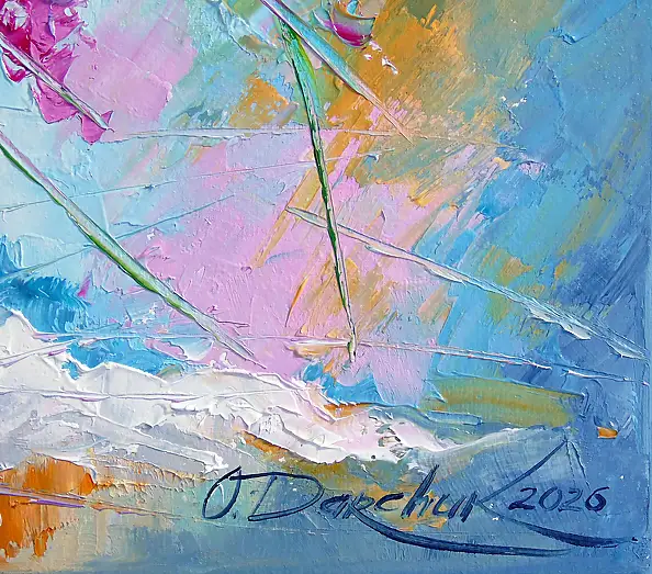 Olha Darchuk, Lilac Bouquet in a Glass, Obraz olejny - płótno, 40 x 40