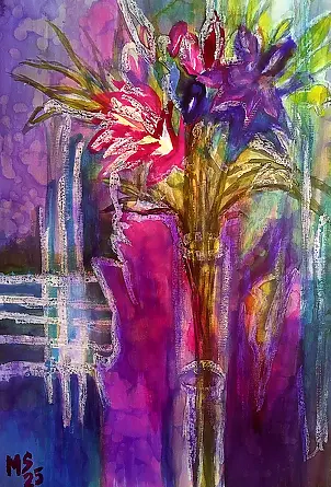 Marzena Salwowska - Lilac shadows interact vividly with the colorful wallpaper