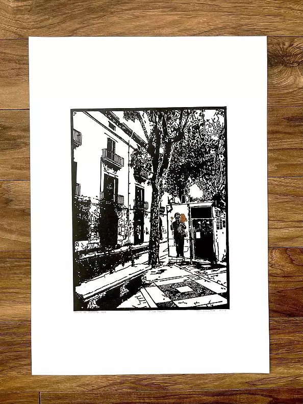 Milena Kowalska - Linocut "Kwiaciarka"