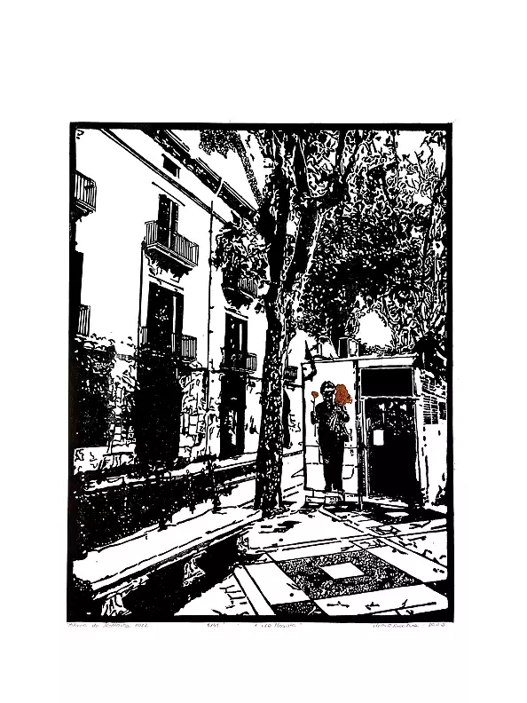 Milena Kowalska - Linocut "Kwiaciarka"