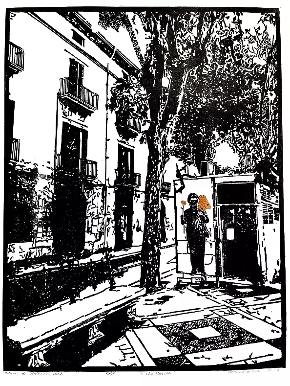 Milena Kowalska - Linocut "Kwiaciarka"