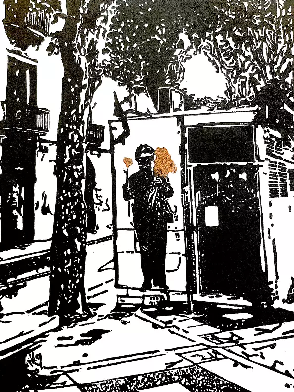 Milena Kowalska - Linocut "Kwiaciarka"