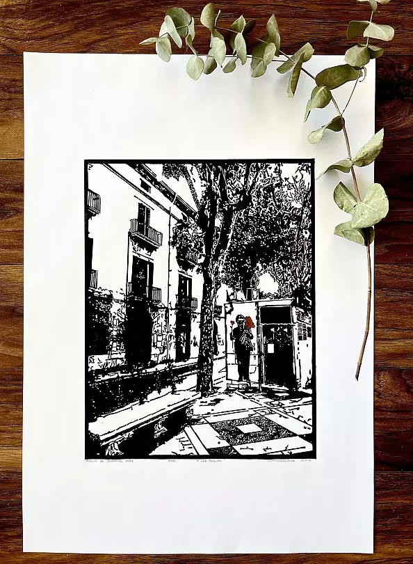 Milena Kowalska - Linocut "Kwiaciarka"