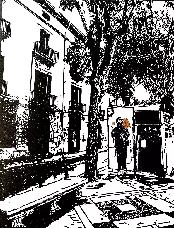 Milena Kowalska - Linocut "Kwiaciarka"