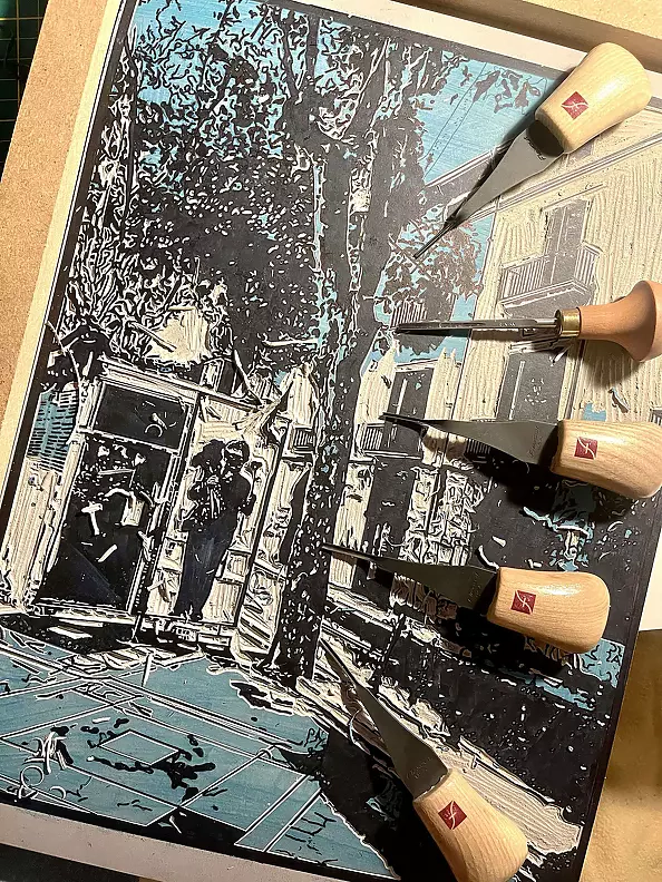 Milena Kowalska - Linocut "Kwiaciarka"