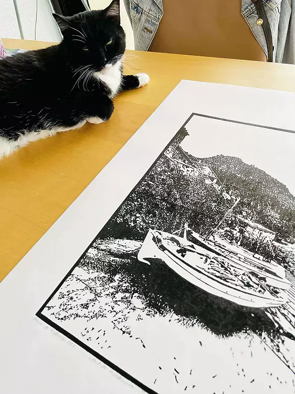 Milena Kowalska - Linocut - "Port de Valldemossa"