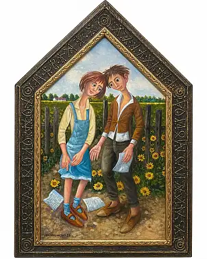 Dariusz Miliński, Liściki miłosne, Obraz olejny - płótno, 50 x 90