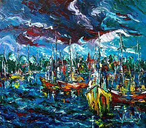 Jerzy Stachura - November at the port of Jastarnia