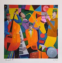 Mirosław Nowiński, "Jazz en direct", Giclée - papier, 30 x 30