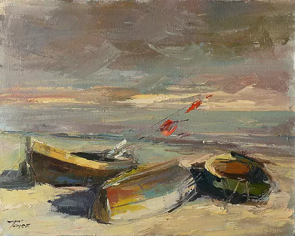 Krzysztof Tracz - Boats on the sea shore
