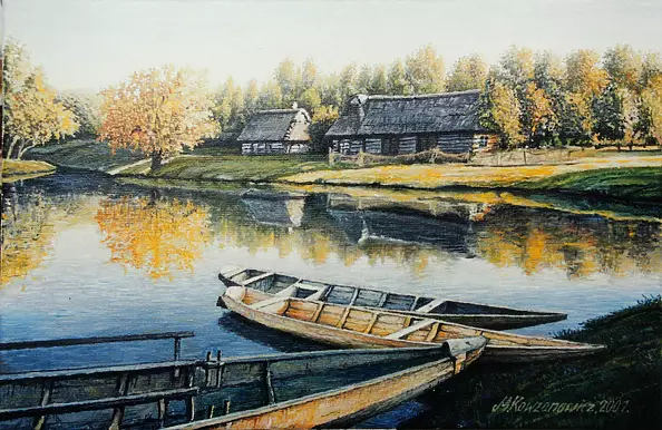 Mirosław Kowzanowicz - Boats off the shore.