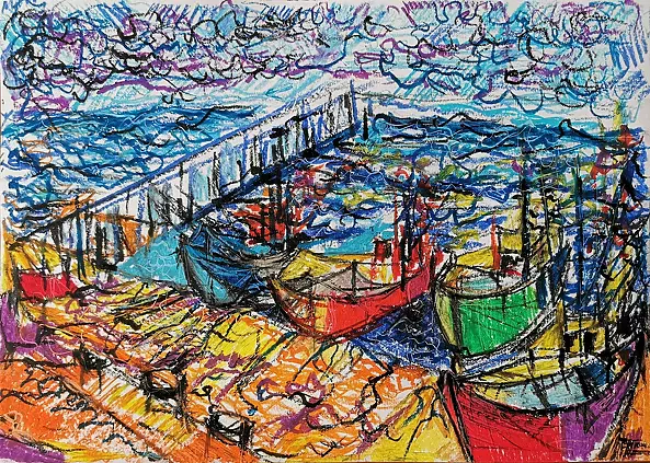 Mikołaj Jackiewicz - Łodzie rybackie na plaży Morza Bałtyckiego