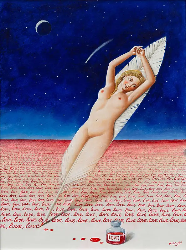 Rafał Olbiński, Love Serenade, Acrylic painting, Oil painting - canvas, 67 x 91