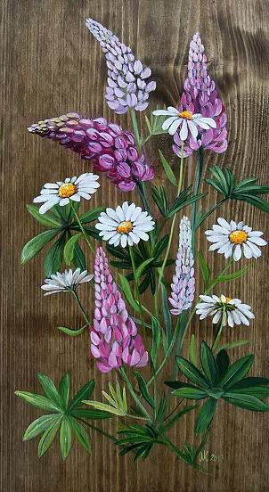   - Lupin and chrysanthemums