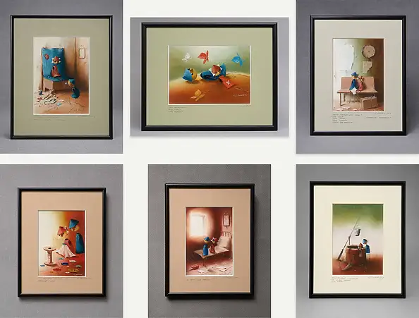 Dariusz Twardoch, People - SET OF 6 WORKS, Pastel - paper, cardboard/paperboard, 9 x 13