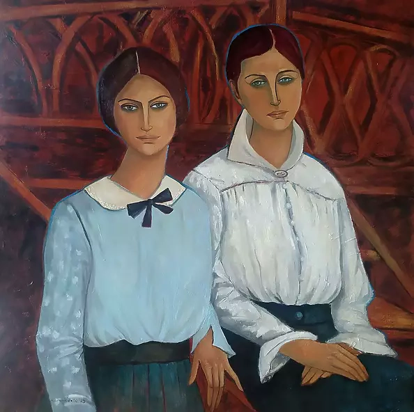 Krystyna Ruminkiewicz - Lunia Czechowska with her sister. Modigliani model.