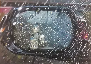 Andrzej Siewierski - Rearview mirror - rain.