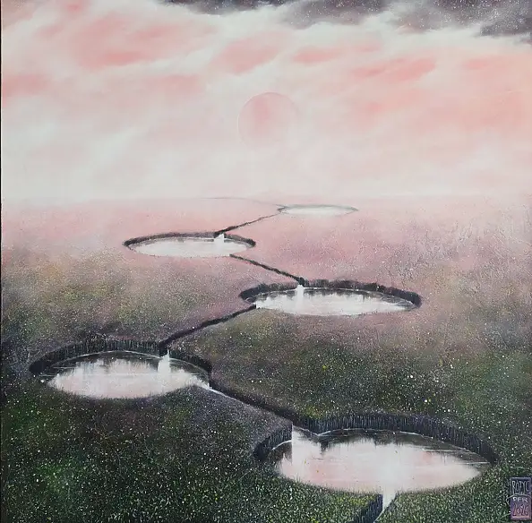 Dariusz Franciszek Różyc, ''MAGIC FIELDS part III'' series ''Not so distant..'', Acrylic painting - canvas, 70 x 70