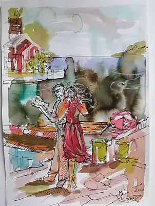 Anna Borcz, PICCOLA BAIA, Acquerelli, Inchiostro - carta, 30 x 40