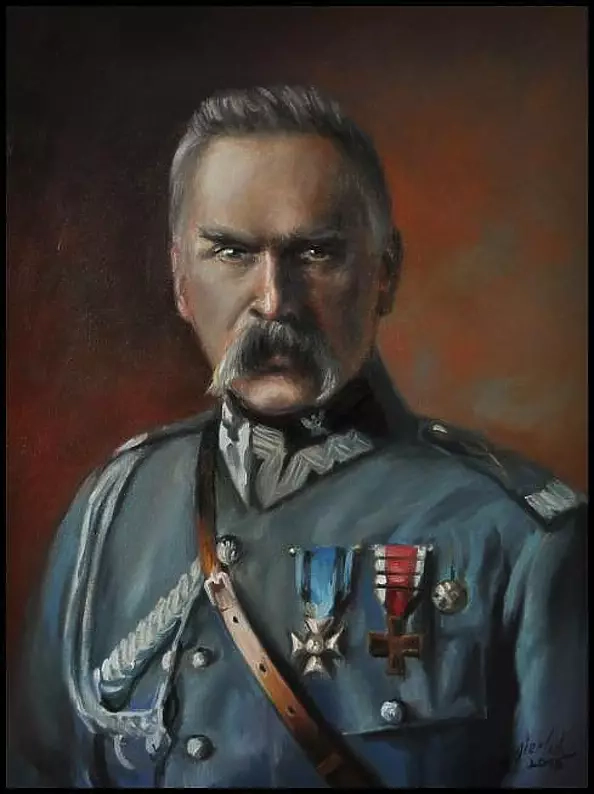 Damian Gierlach - POLISH MARSHAL JOSEPH PIŁSUDSKI 30x40cm PAINTING DAMIAN GIELRACH