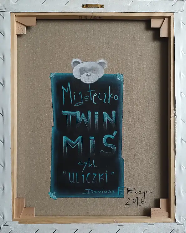 Dariusz Franciszek Różyc, ''MIASTECZKO TWIN MIŚ'' cykl ''Uliczki'', Obraz akrylowy - płótno, 40 x 50
