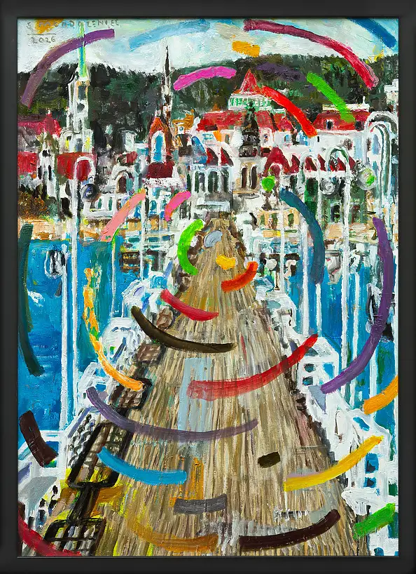 Stanisław Młodożeniec, SOPOT PIER, Oil painting - canvas, 66 x 93